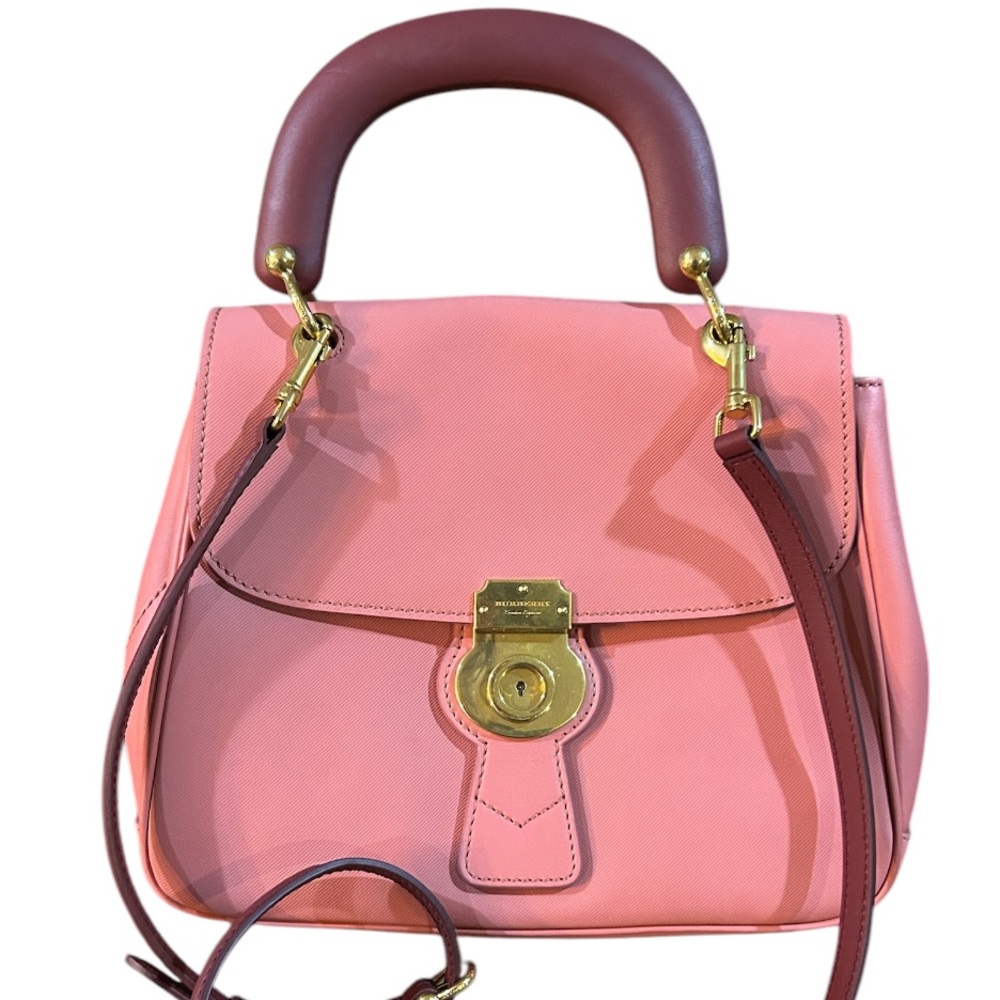 BURBERRY Trench Calfskin DK88 Top Handle Bag Pink